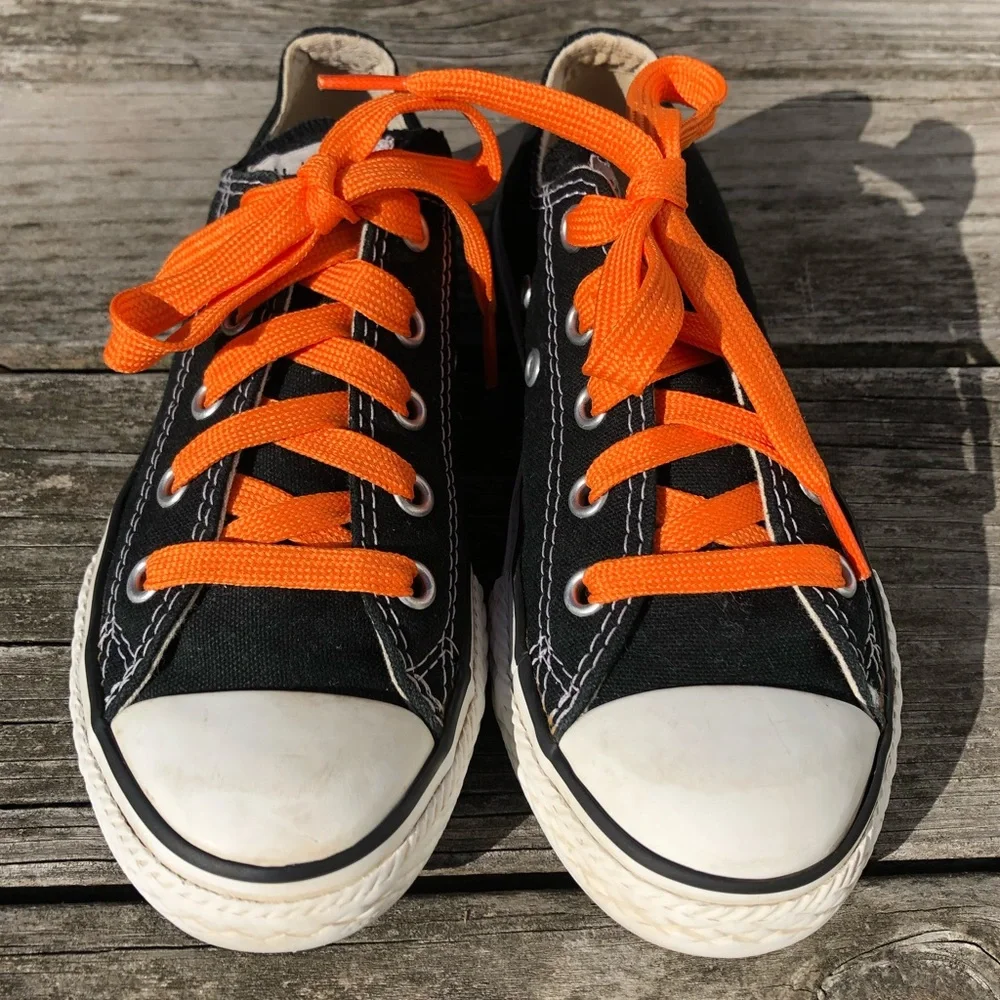 - Converse Black Canvas All-Star Sneakers w/NEW Orange Laces! EUC!